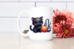 Cute Baby Black Cat Halloween Sticker Clipart Product Image 2
