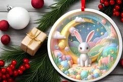 Colorful Pastel Round Scene with Bunny and Golden Insertions Product Image 2