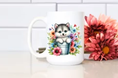 Colorful Small Baby Arctic Wolf in Bucket with Flowers | Product Image 2