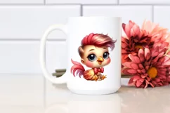 Funny Baby Rooster Sitting with Bow | Sublimation Clipart Product Image 2