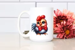 Funny Baby Rooster Sitting with Bow | Sublimation Clipart Product Image 2