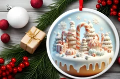 Round Christmas Ornament Sublimation|Clipart Product Image 1