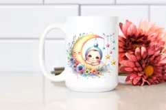 Colorful Baby Moon Stars | Sublimation Clipart Product Image 2