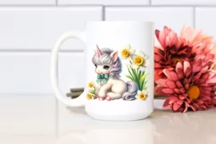 Baby Unicorn With Narcissus | Summer Clipart Product Image 2
