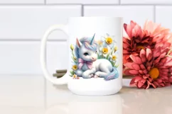 Cute Baby Unicorn with Narcissus | Clipart Product Image 2