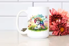Colorful Baby Unicorn Meadow PNG Product Image 2