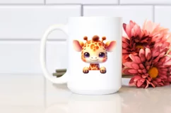 Cute Baby Giraffe Smiling White Paper | Sublimation Clipart Product Image 2