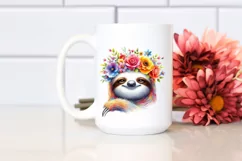 Vibrant Sloth with Flower Crown PNG Product Image 2