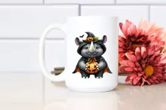 Cute Rhino Wearing Halloween Suit | Sublimation Clipart Product Image 2