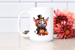Cute Rhino Wearing Halloween Suit | Sublimation Clipart Product Image 2
