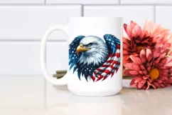 Watercolor Bald Eagle with USA Flag Flowers | Clipart Product Image 2