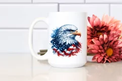 Watercolor Bald Eagle with USA Flag Flowers | Clipart Product Image 2