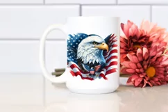 Watercolor Bald Eagle with USA Flag Flowers | Clipart Product Image 2