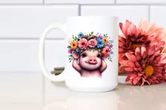 Watercolor Vibrant Pig Playing PNG Product Image 2