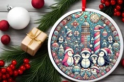 Round Christmas Ornament Sublimation|Clipart Product Image 2