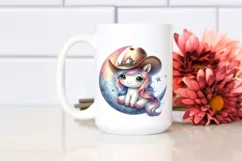 Cute Baby Unicorn with Cowboy Hat Pastel Product Image 2