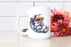 Cute Baby Unicorn with Cowboy Hat Pastel Product Image 2