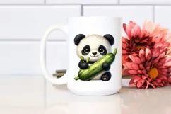 Funny Baby Panda Holding Zucchini | Sublimation | Clipart Product Image 2