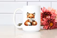 Cute Baby Fox with Pumpkin PNG Product Image 2