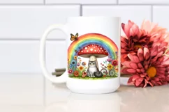 Watercolor CAT House | Large Mushroom Clipart Product Image 2