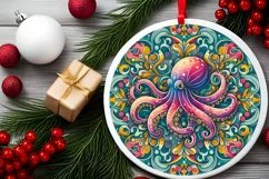 Round Christmas Ornament Sublimation|Clipart Product Image 2