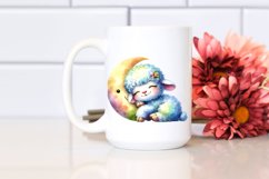 Colorful Baby Lamb Smiling Moon Clipart Product Image 2