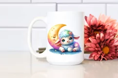 Colorful Baby Lamb Smiling Moon Clipart Product Image 2