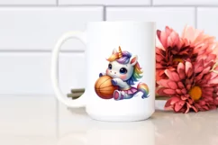 Cute Baby Unicorn Playing Basketball on Cloud Product Image 2