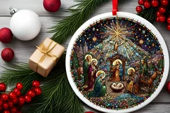 Round Christmas Ornament Sublimation|Clipart Product Image 2