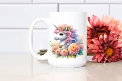 Colorful Baby Unicorn Chrysanthemum Clipart Product Image 2
