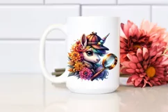 Colorful Baby Unicorn with Magnifying PNG Product Image 2