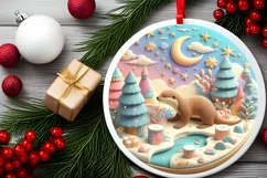Round Christmas Ornament Sublimation|Clipart Product Image 2