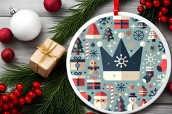 Round Christmas Ornament Sublimation|Clipart Product Image 1
