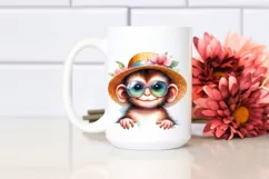 Colorful Cute Baby Monkey with Sunglasses | Clipart Product Image 2