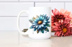 Detailed Glossy Daisy Watercolor Splash Sublimation Clipart Product Image 2