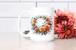 Colorful Wreath Orange Roses | Sublimation | Clipart Product Image 2
