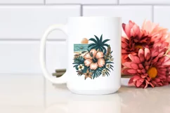 Vintage Tropical Flower Beach |Clipart Product Image 2