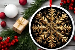 Snow Flake Christmas Round Cute Ornament Sublimation Product Image 1