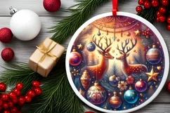 Round Christmas Ornament Sublimation|Clipart Product Image 2