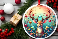 Round Christmas Ornament Sublimation|Clipart Product Image 2