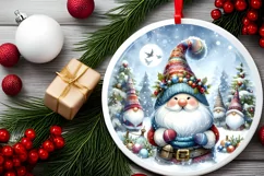Winter Gnomes Round Ornament Sublimation PNG Product Image 2