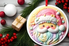 Pastel Santa Round Sticker Sublimation PNG Product Image 2