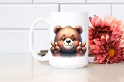 Funny Bear Victory Sign Watercolor Clipart Product Image 2