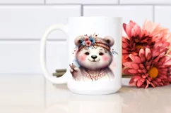 Vintage Funny Bear Watercolor Clipart Product Image 2