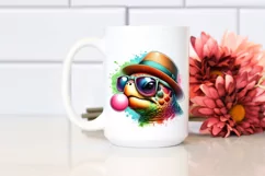 Quirky Turtle Portrait, Hat and Sunglasses |Clipart Product Image 2