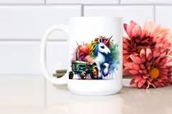 Colorful Baby Unicorn with Tractor PNG Product Image 2