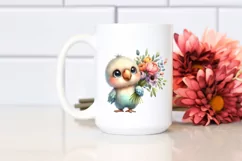 Expressive Baby Parrot with Large Flower Bouquet | Funny Product Image 2