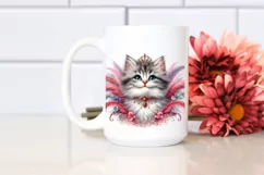 Whimsical Kitten Portrait Watercolor Clipart Product Image 2