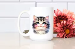 Whimsical Kitten Portrait Watercolor Clipart Product Image 2