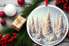 Pastel Candy Christmas Scene Round Ornament Sublimation PNG Product Image 2